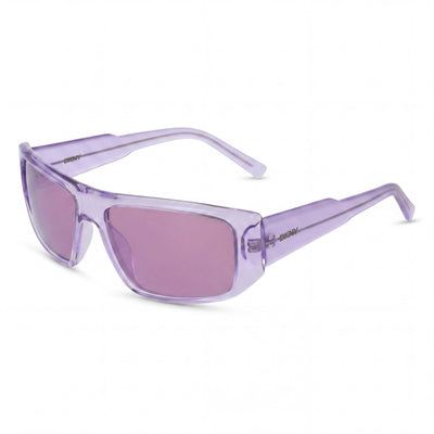 DKNY Dk555s Women's Sunglasses, Crystal Lilac Plastic Frame, Lilac Flash Lenses, UV Protection, 57mm