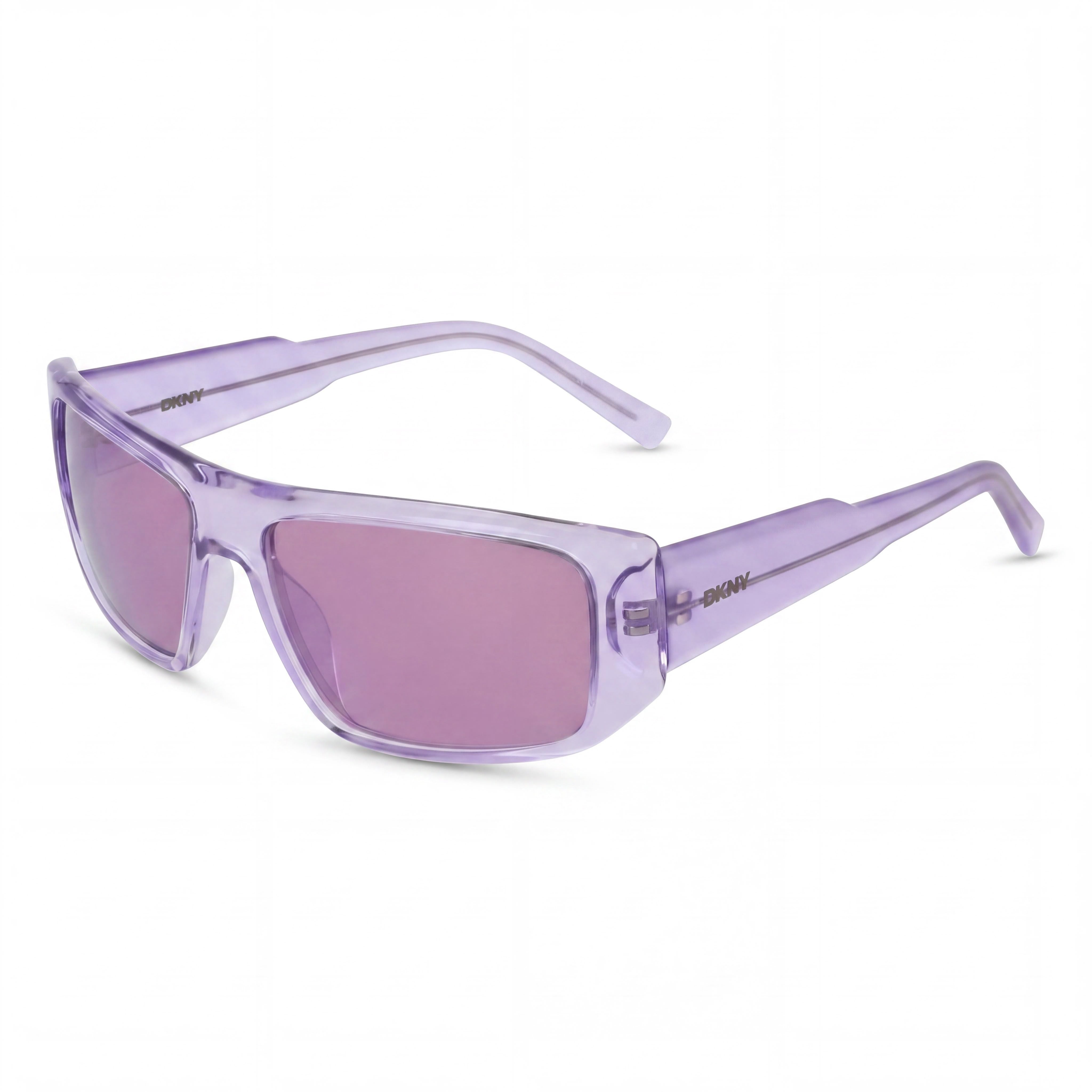 DKNY Dk555s Women's Sunglasses, Crystal Lilac Plastic Frame, Lilac Flash Lenses, UV Protection, 57mm, Photo 1