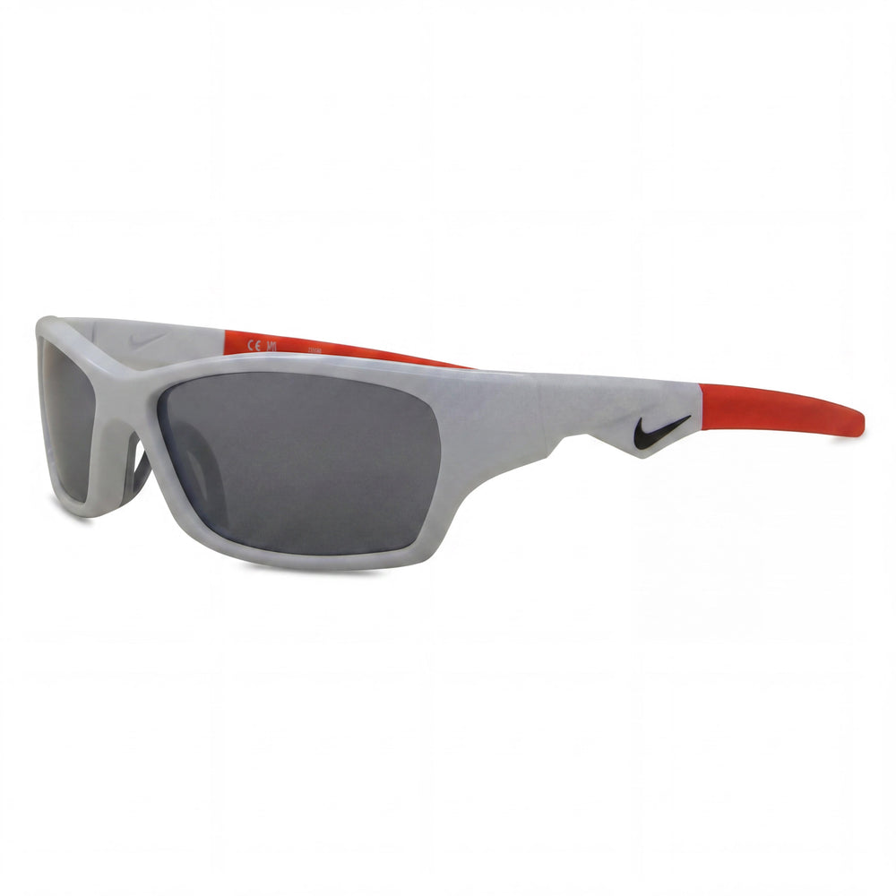 Gafas de sol Nike Jolt Dz7378 unisex de acero aleado ligero con protección UV, color blanco plateado, 57 mm