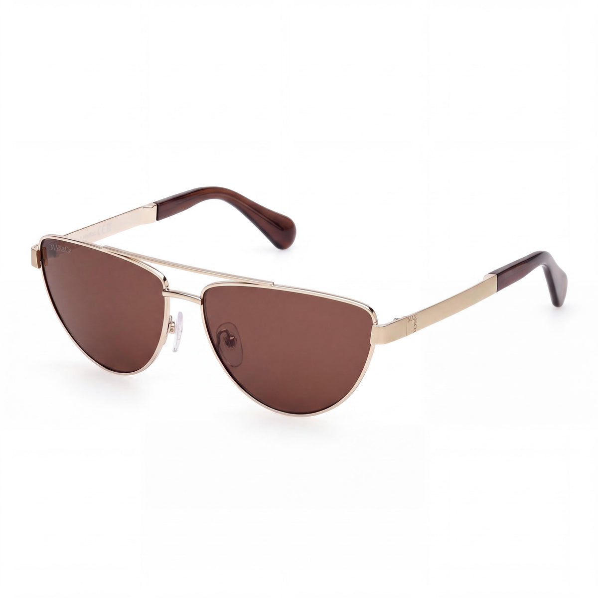 Max & Co. MO0129 Casual Women's Metal Sunglasses with Bright Pale Gold Frame & Brown Lenses 57mm, Photo 1