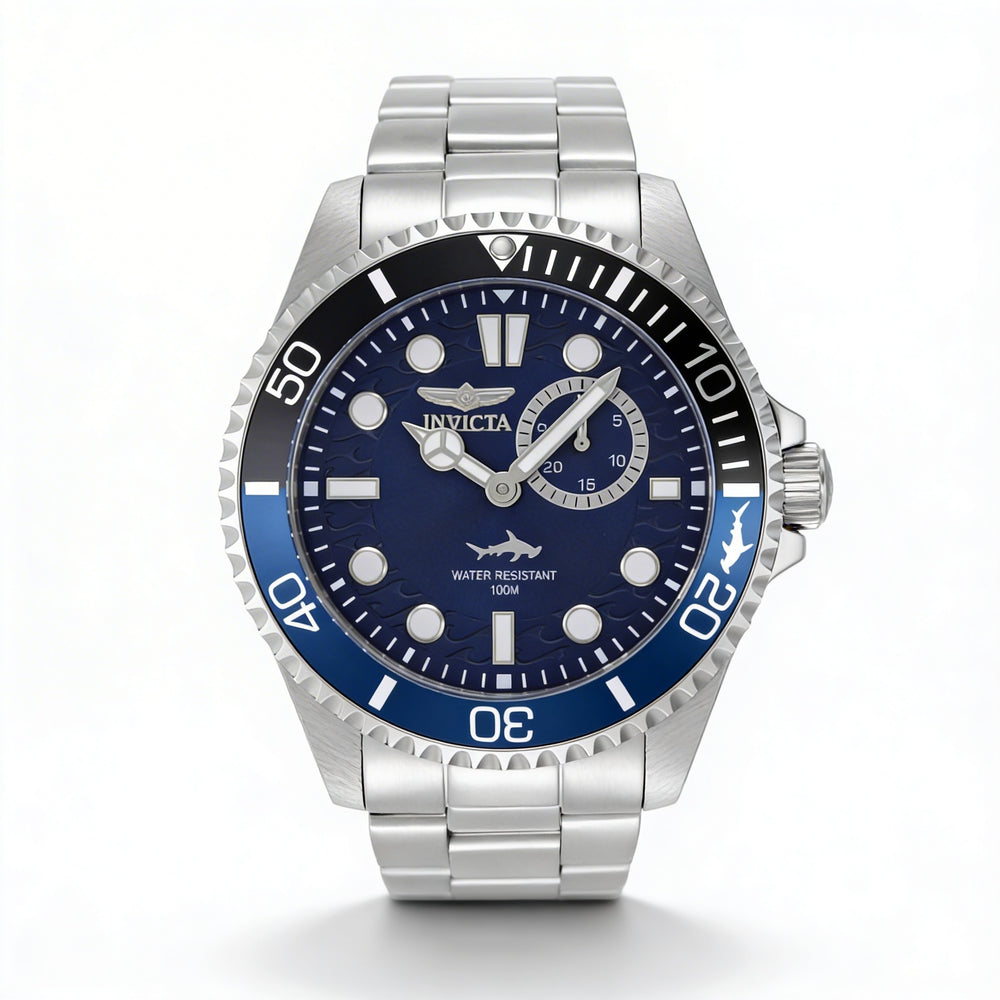 Invicta Pro Diver 49278 Men's Quartz Stainless Steel Watch, Blue Dial, 43mm Case, 10 ATM Water Resistant