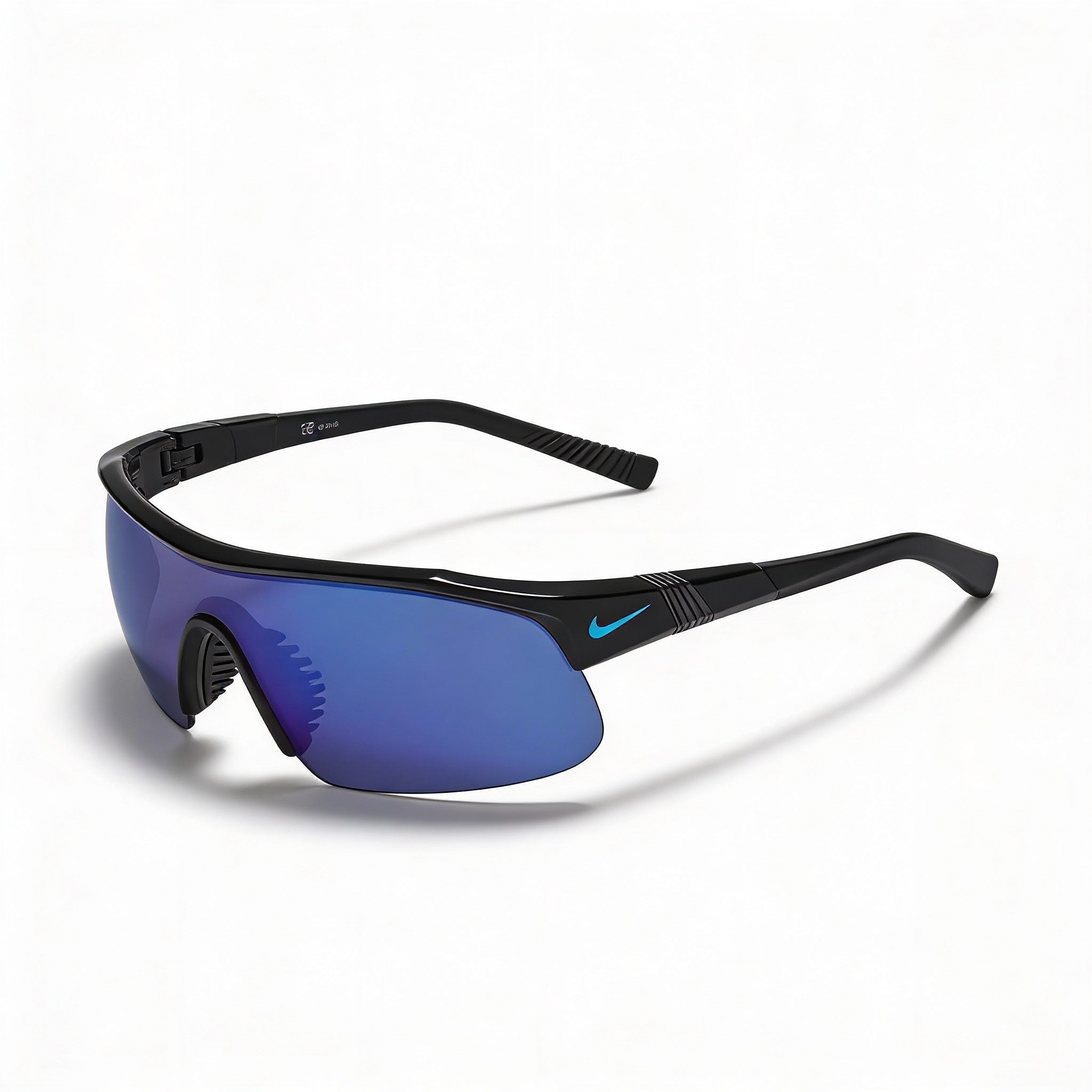 Nike Comtemporary Men's Plastic Frame Sunglasses with UV Protection, Vented Nose Bridge, Black/Blue Mirror, Photo 1