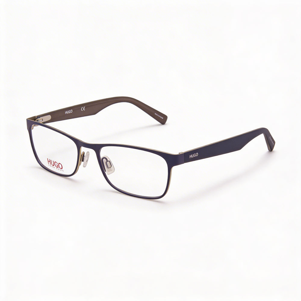 Gafas Hugo Boss Hg-0209 para hombre, montura completa metálica rectangular, azul gris mate 54-18-140