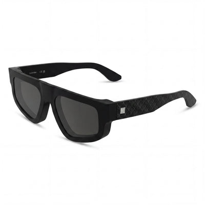 Calvin Klein Ck25539s Gafas de Sol Unisex con Montura de Plástico Negro, Lentes Ahumadas Sólidas, Protección UV, No Polarizadas 54mm