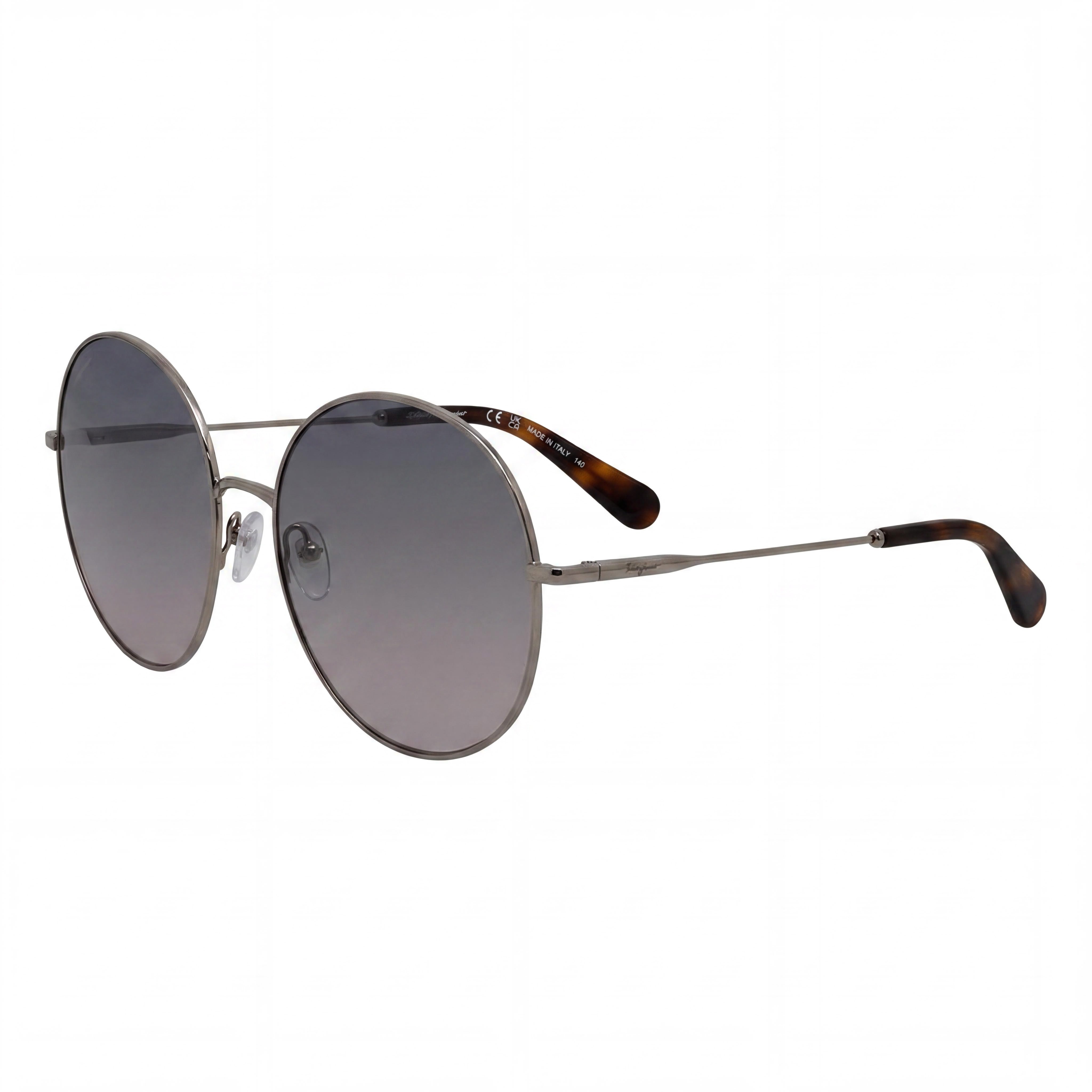 Ferragamo SF299S Women's Round Rose Gold Metal Blue Gradient Non-Polarized 100% UV Sunglasses 60mm, Photo 1