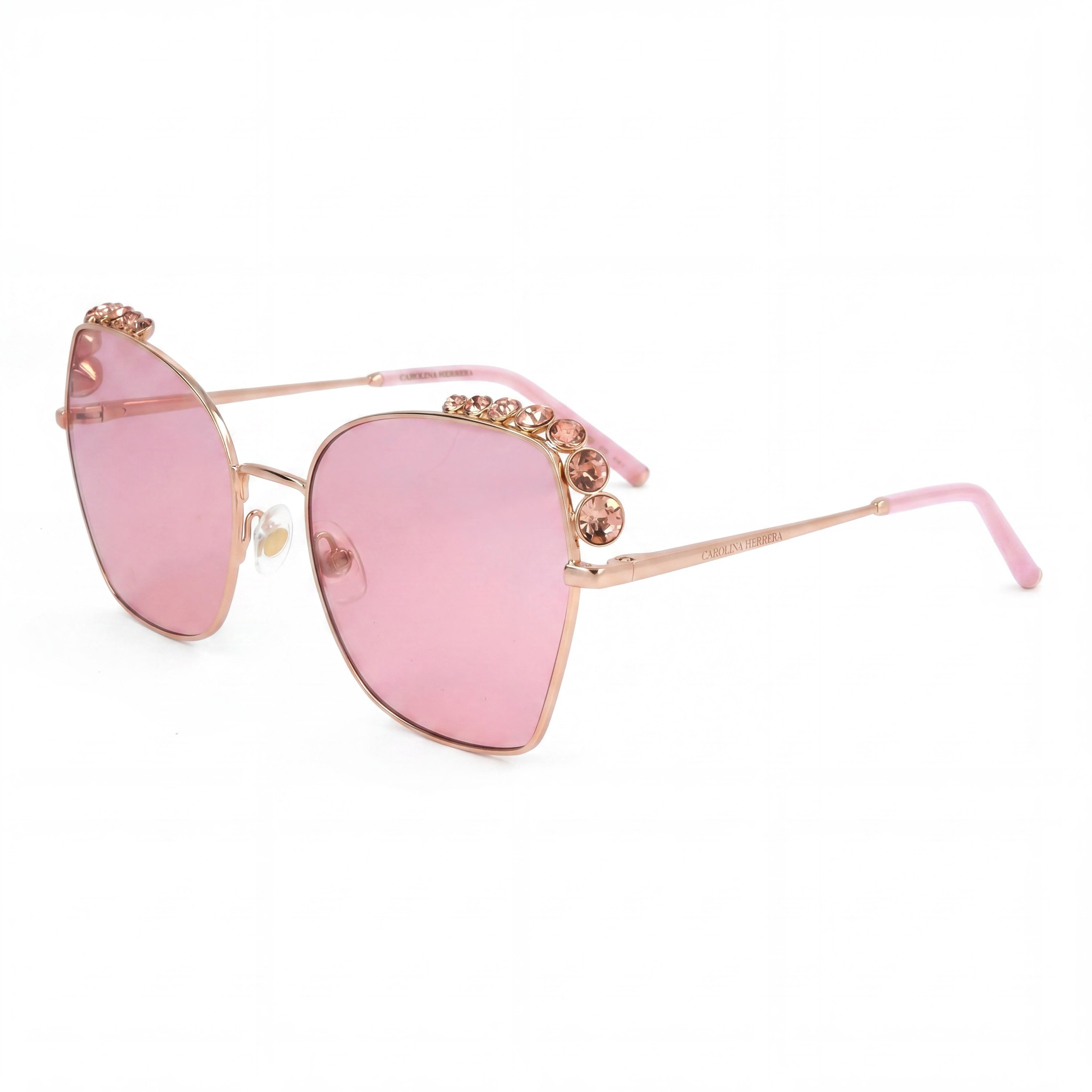 Carolina Herrera Her 0145/S Women's Pink Metal Full Rim Cat Eye UV Protected Sunglasses with Smoke Lenses 59mm, Photo 1