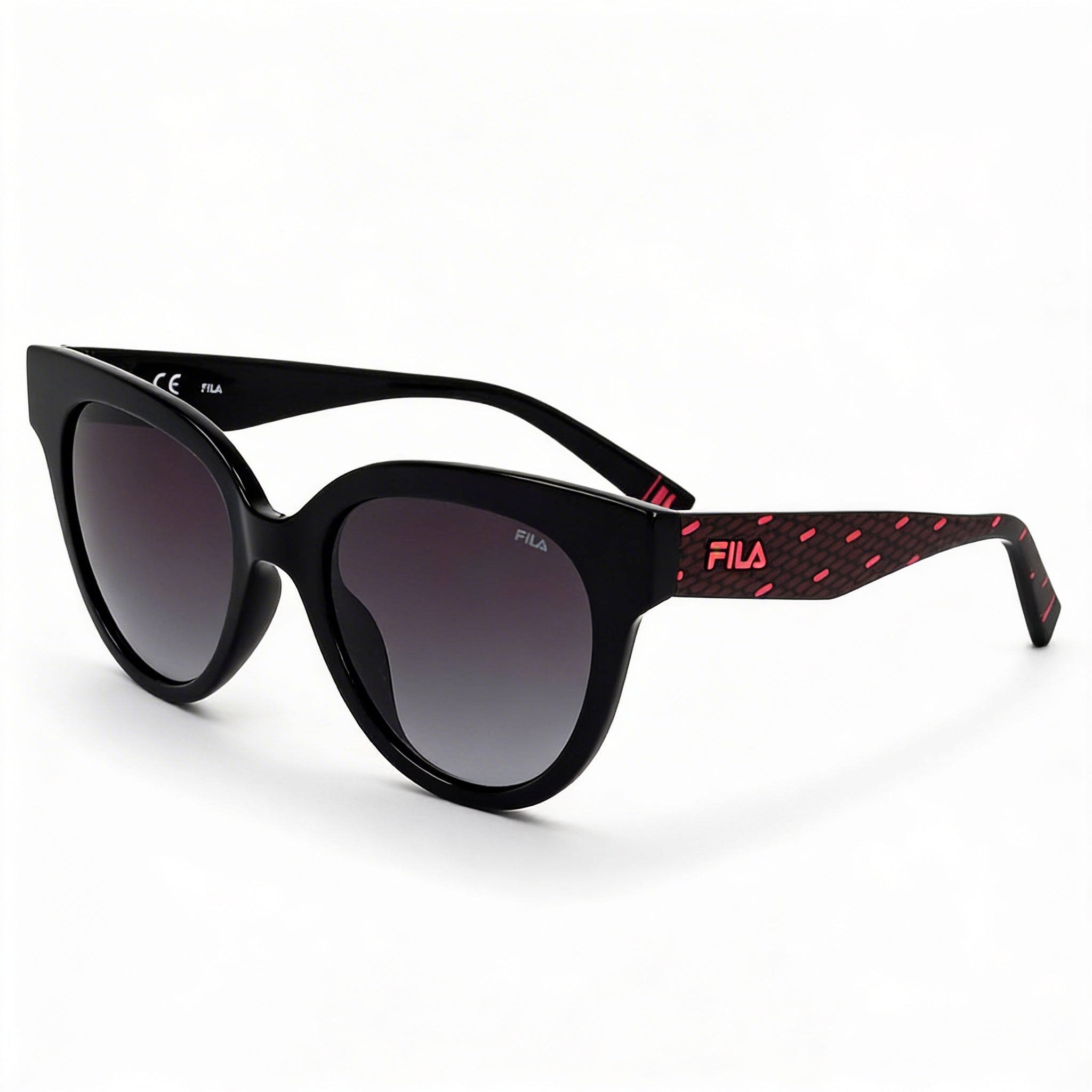 FILA Casual Women's Injected UV Protected Sunglasses, Shiny Black Frame, Smoke Gradient Lenses, 51mm, Photo 1
