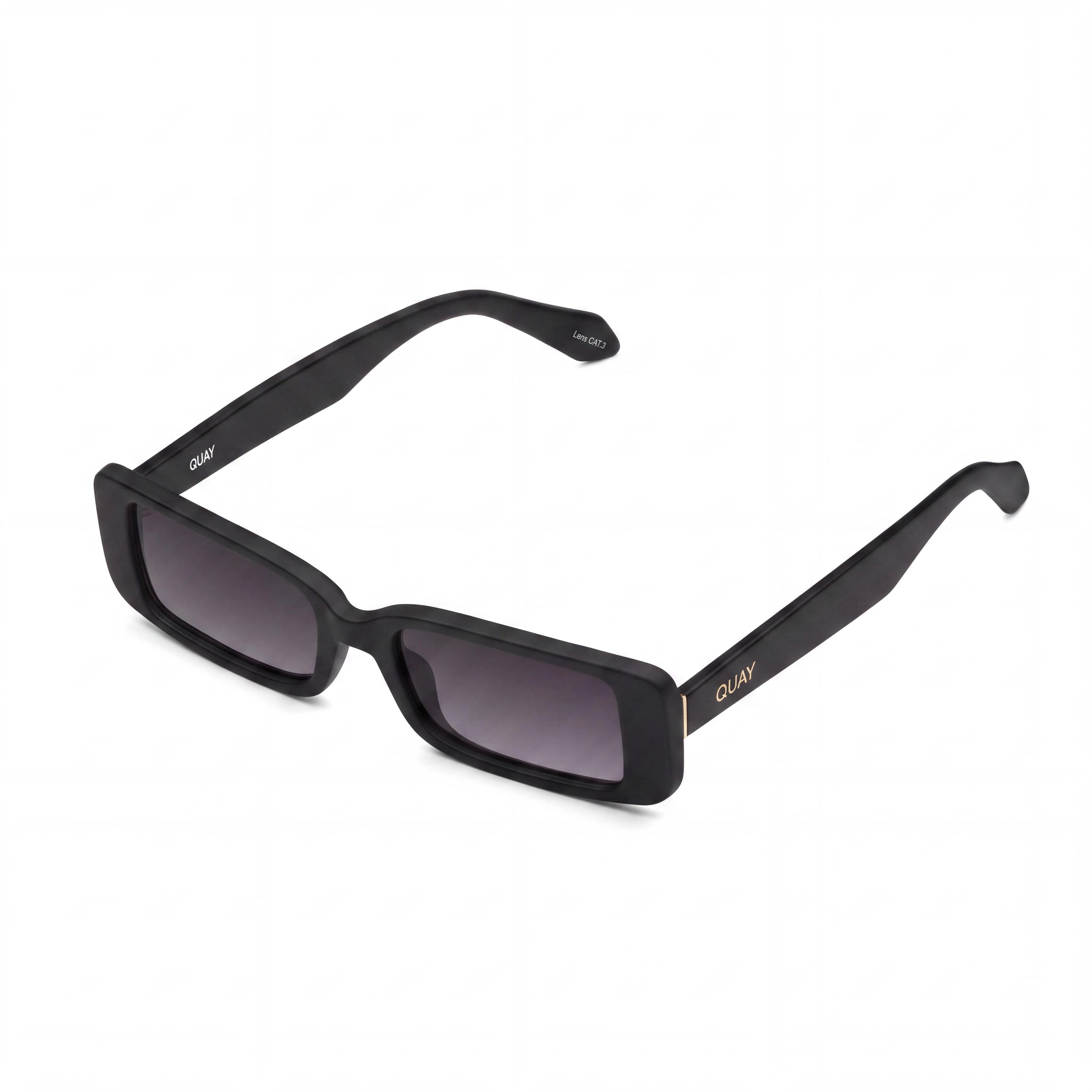 QUAY AUSTRALIA Women's Cat Eye Matte Black Smoke Plastic Frame Smoke Non-Polarized Sunglasses, Photo 1