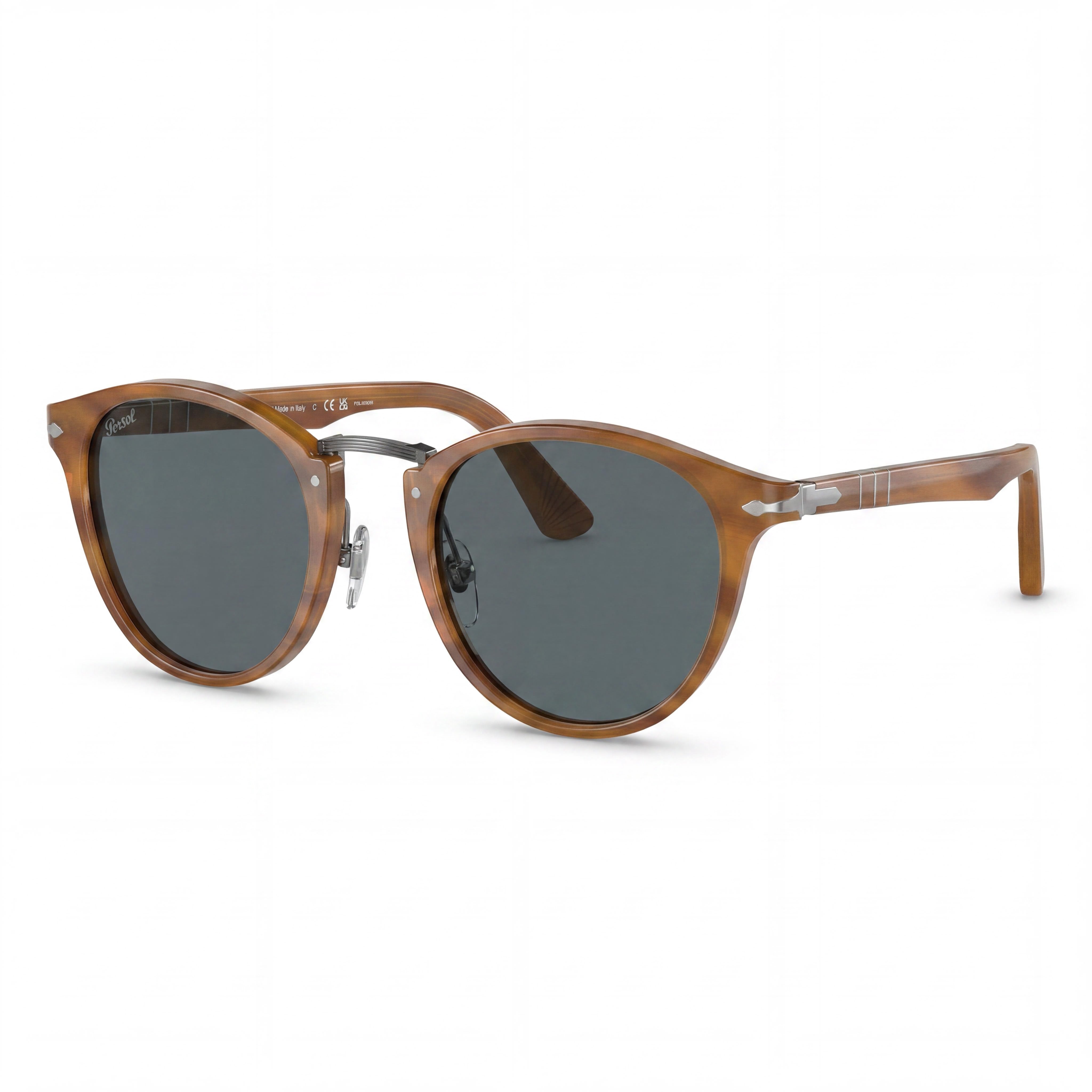 Persol Po3108s Unisex Striped Brown Acetate Polarized Blue Gradient 100% UV Protection Sunglasses 49mm, Photo 1