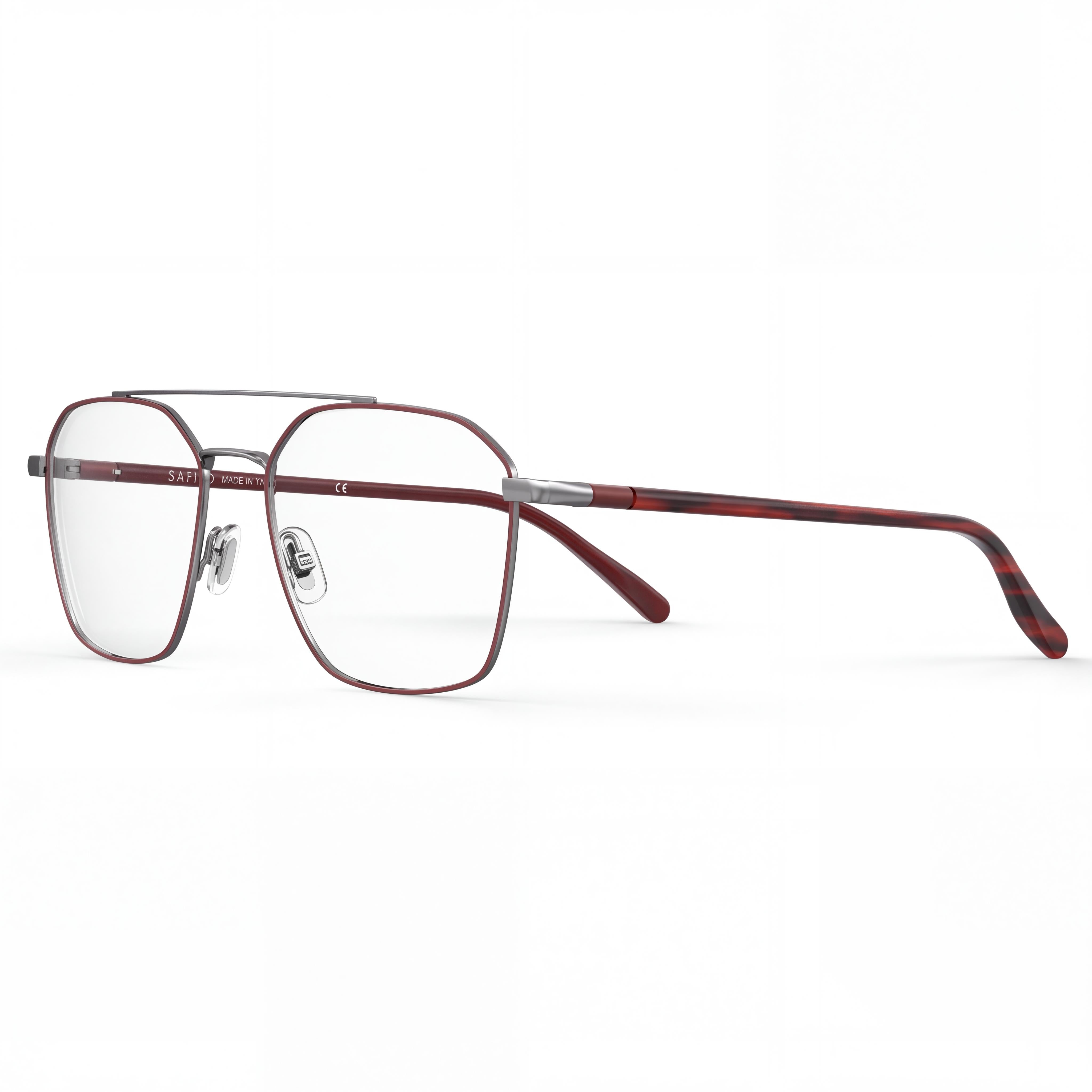 ELASTA E 8001 Men's Red Metal Eyewear, with Polycarbonate Lenses, featuring 57mm Lens Width, 18mm Bridge, and 145mm Temples, Photo 1