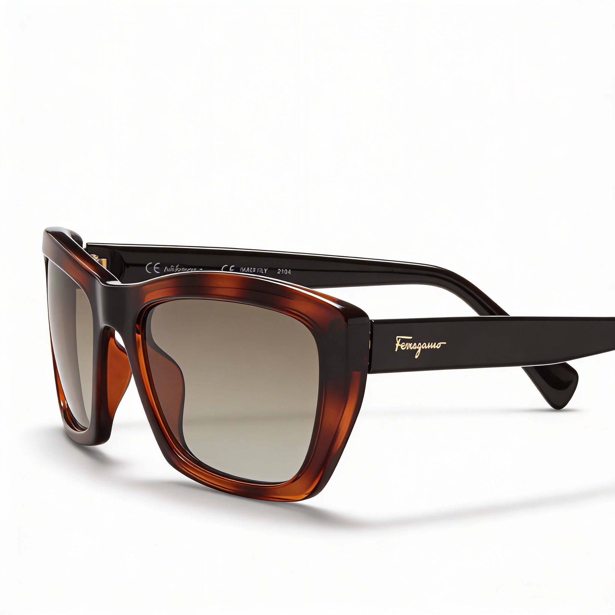 Ferragamo SF958S 214 Women's Tortoise Injected Full-Rim Brown Lens Cat Eye Sunglasses 55mm, Photo 1