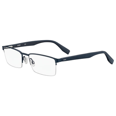 Hugo Boss 0324 Gafas graduadas unisex, montura de metal de acetato y acero inoxidable, Bluwood mate, tamaño 55