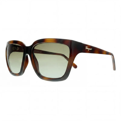 Gafas de sol Ferragamo Sf1018s 214 para mujer con montura de plástico de carey, lentes verde oscuro de 59 mm y protección UV