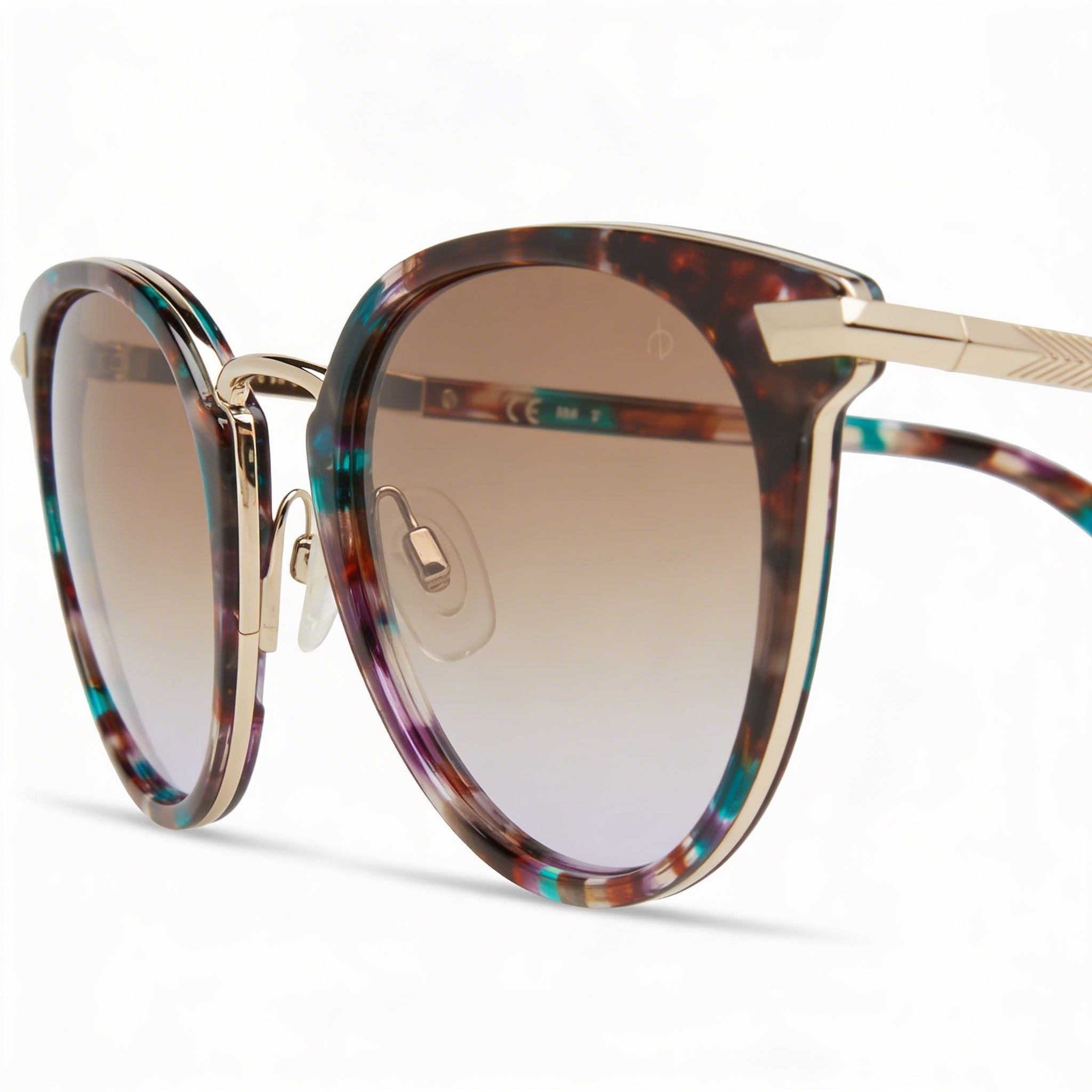 Gafas de sol modernas para mujer de Rag & Bone Havana, de metal multicolor, color marrón violeta, doble tono, protección UV, no polarizadas, 53 mm, Photo 2