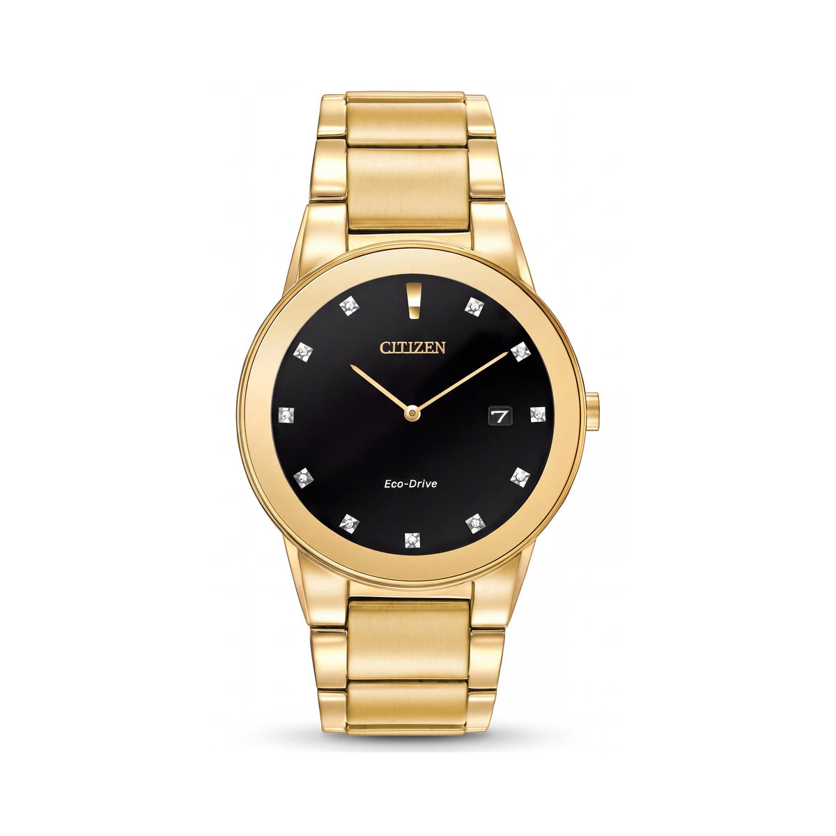 Reloj Citizen Axiom Modern para hombre, Eco-Drive, con 11 diamantes, brazalete dorado y esfera negra de 40 mm, Photo 1