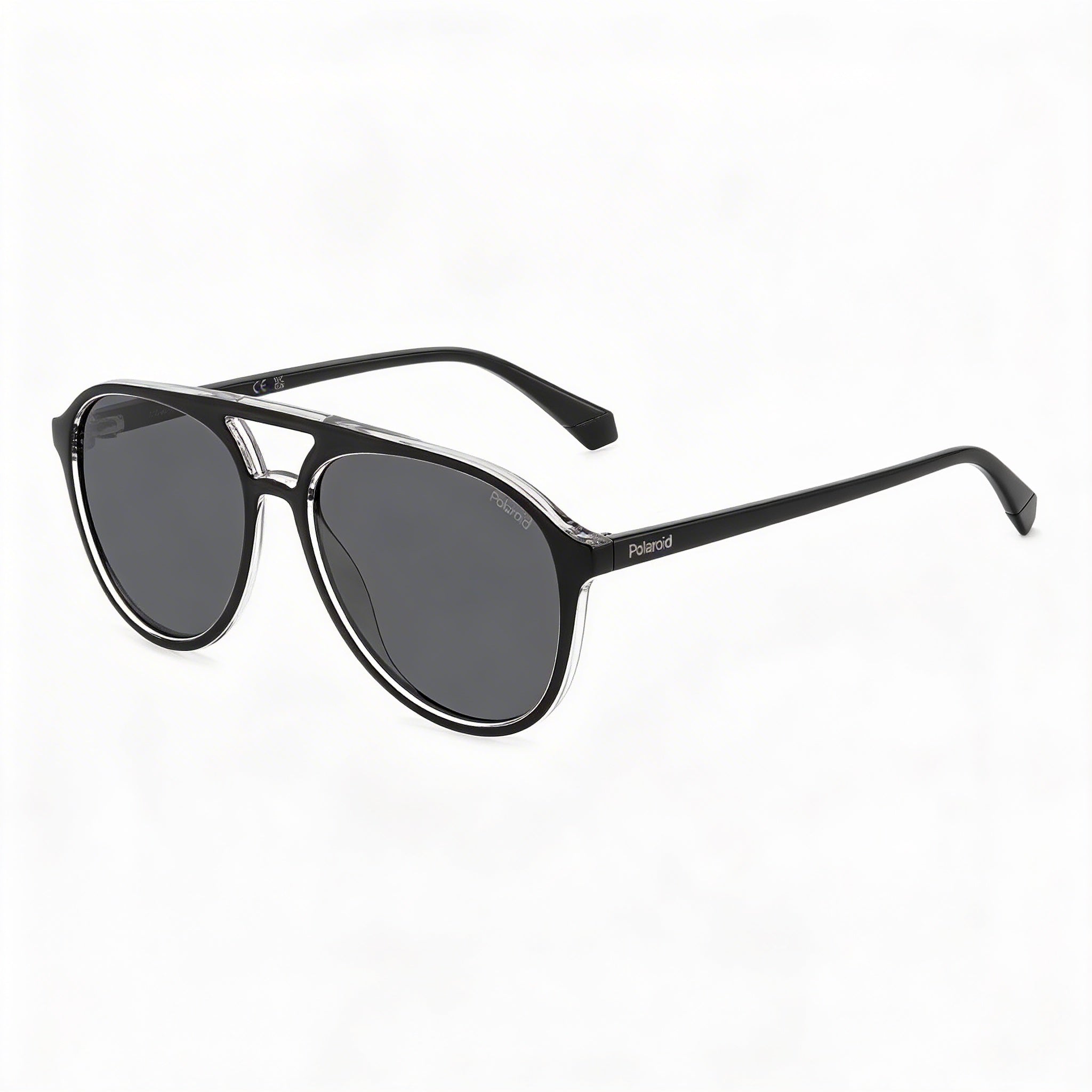 Polaroid PLD 4162/S Unisex Black Dark Grey Polycarbonate Frame Polarized Grey Lenses UV Protection Sunglasses 56mm, Photo 1