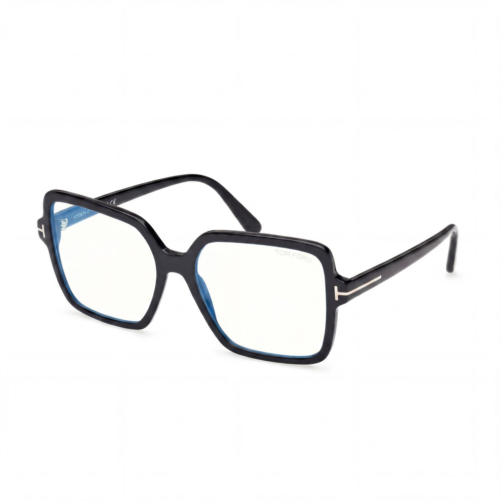 Gafas unisex Tom Ford Classic con montura de plástico, filtro azul y negro brillante, lentes negras (56-17-140 mm)