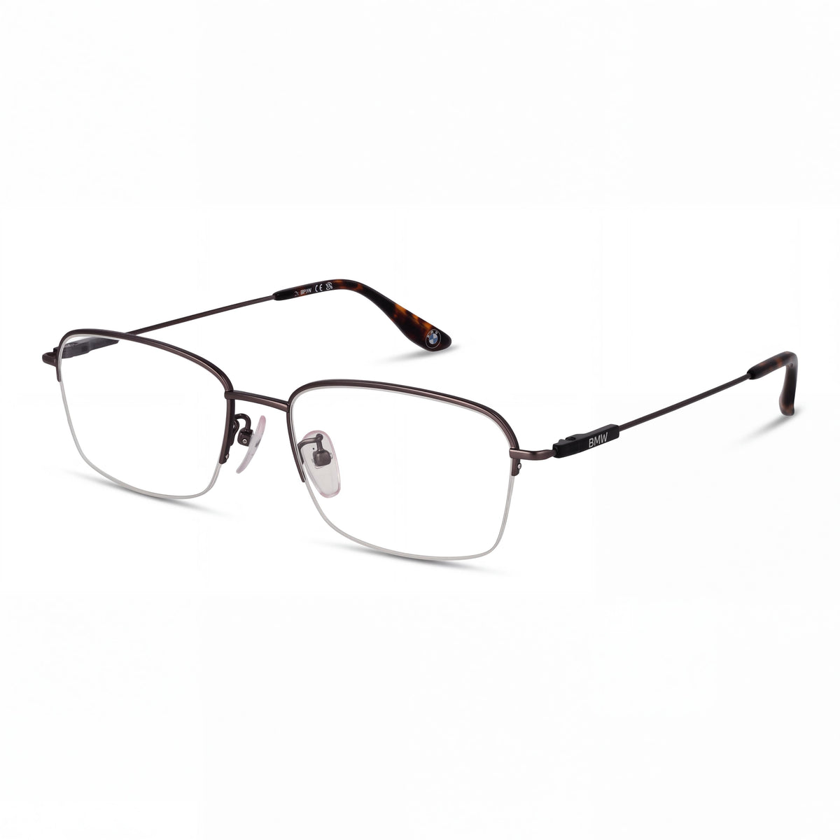 BMW BW 5068 -H 009 Unisex Half-Rim Black Plastic Eyeglasses Frames with Clear Demo Lenses, Prescription Ready, Photo 1