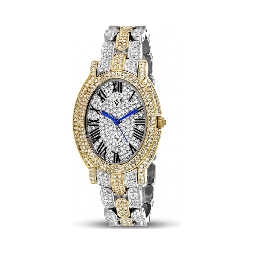 Reloj de pulsera Christian Van Sant para mujer, de acero inoxidable, con esfera y pulsera plateadas, cronógrafo, resistente al agua y a los arañazos.