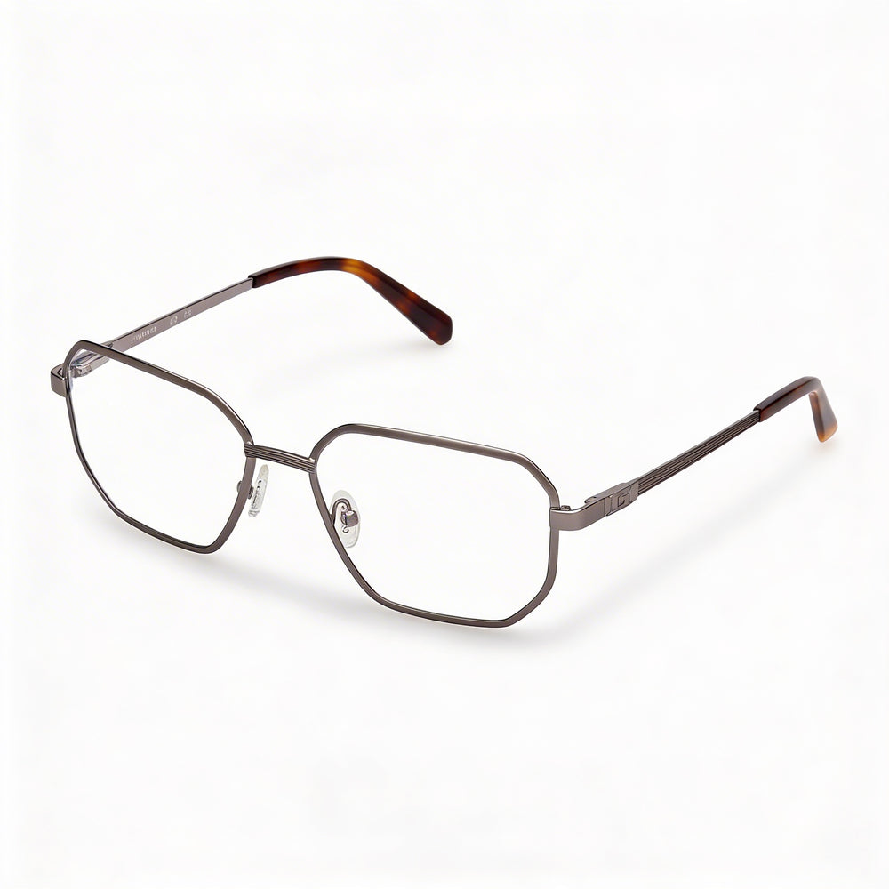 GUESS Gu50240 Men's Metal Frame Eyeglasses with Transparent Lenses, Shiny Satin Gunmetal 56-17-145