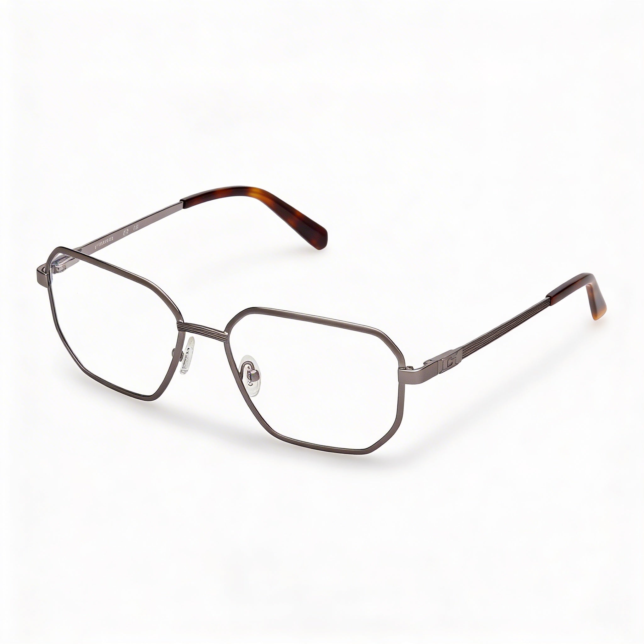 GUESS Gu50240 Men's Metal Frame Eyeglasses with Transparent Lenses, Shiny Satin Gunmetal 56-17-145, Photo 1