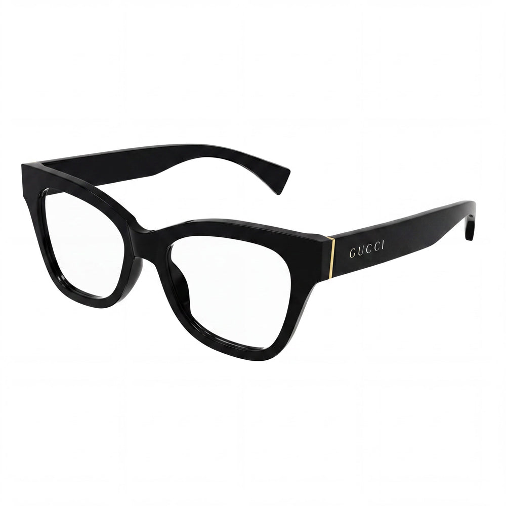 Gucci GG1133O-001 Women's Black/Silver Plastic Full Rim Cat Eye Prescription Eyeglass Frames 52mm