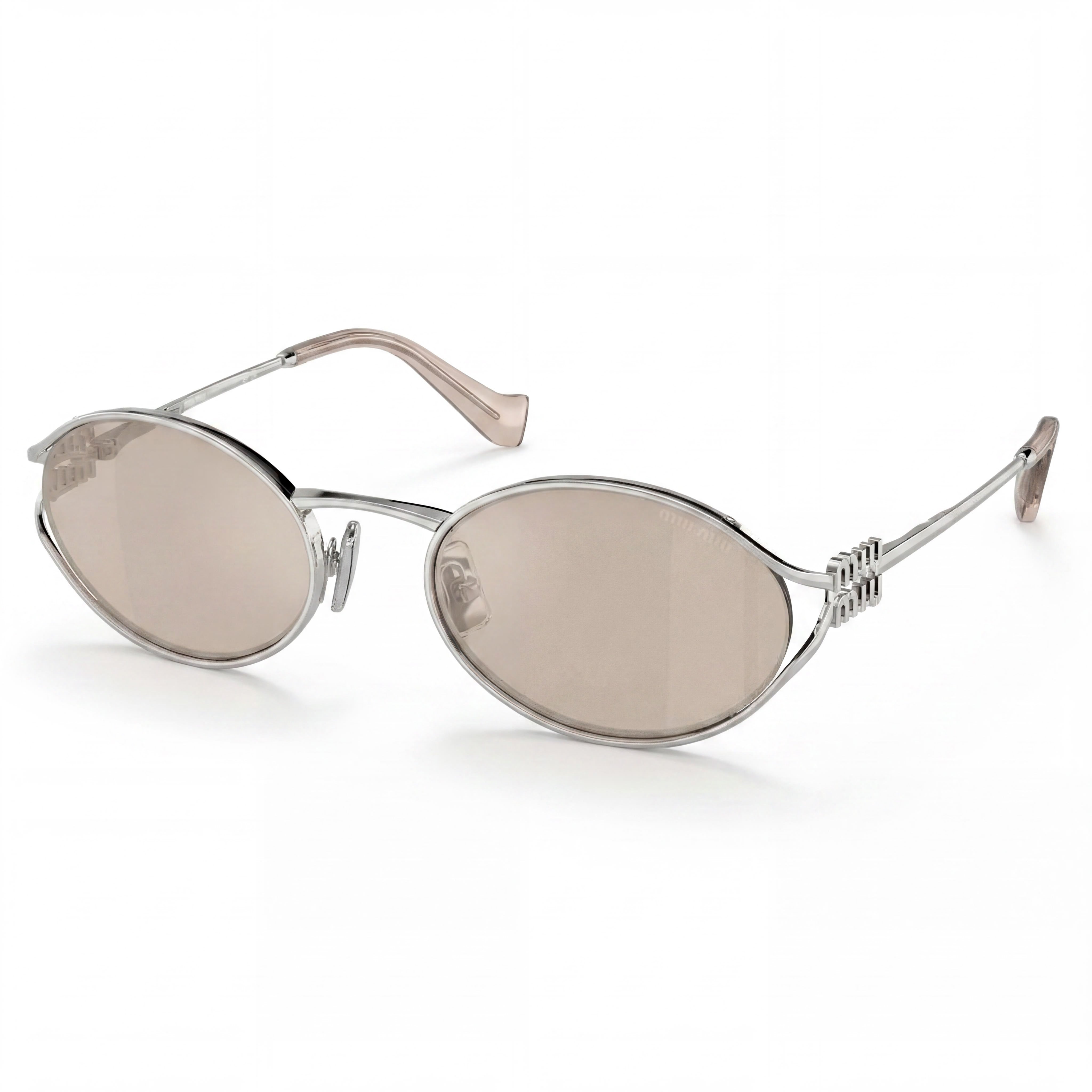 Miu Miu Modern Women's Oval Multicolour Metal Frame Sunglasses with Pale Gold Polycarbonate Lenses, Photo 1