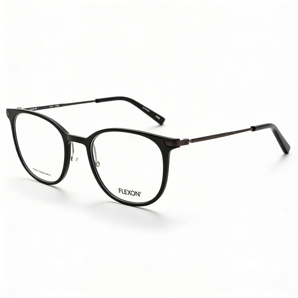 Monturas ópticas unisex Flexon Ep8002 de acetato, negro brillante, listas para receta con lentes de demostración transparentes, 52 mm