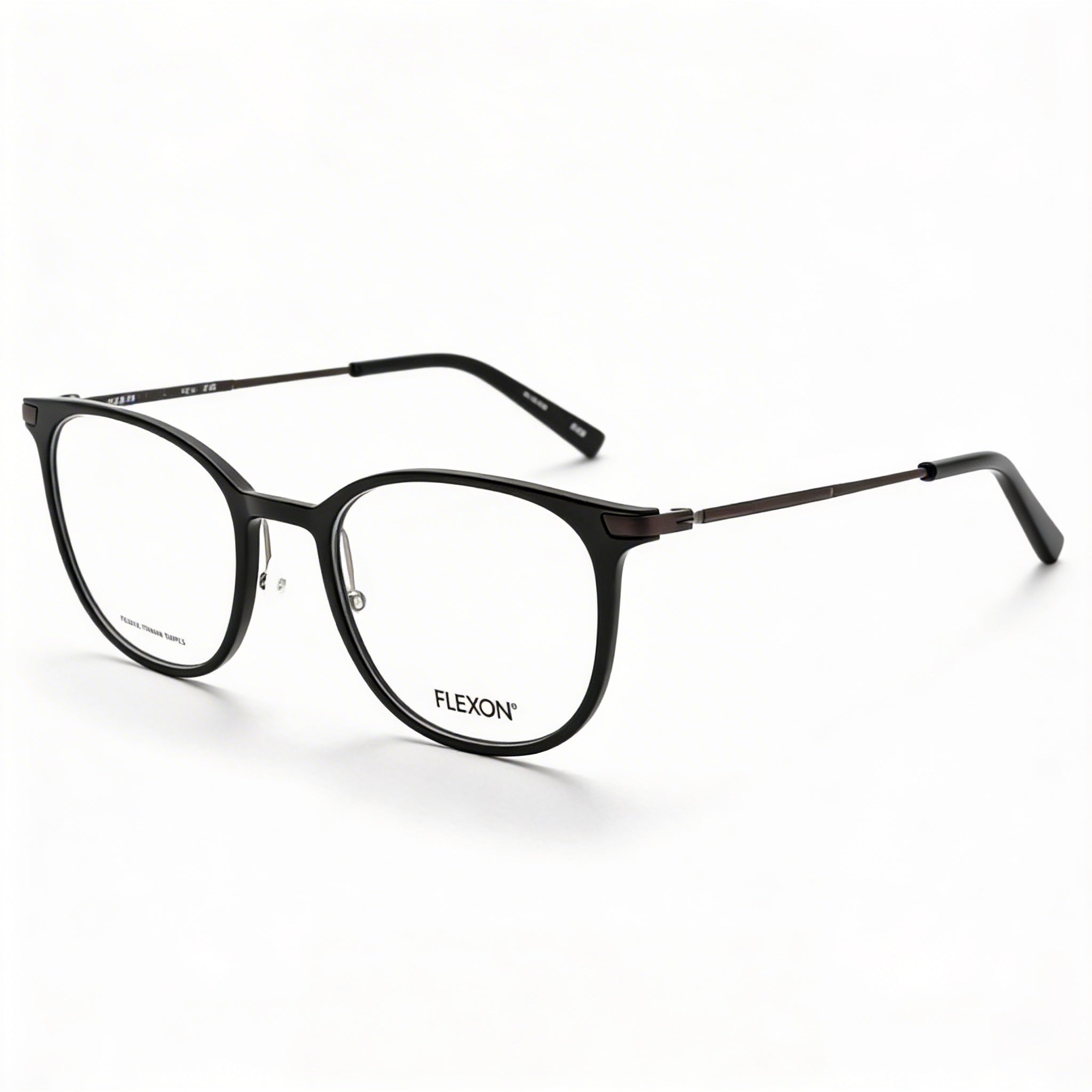 Flexon Ep8002 Unisex Acetate Optical Frames, Shiny Black, Prescription Ready with Clear Demo Lenses, 52mm, Photo 1