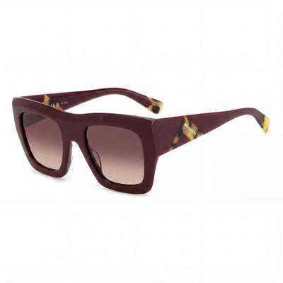 M Missoni Missoni Seasonal Men's Burgundy Pink Acetate Rectangular Sunglasses with Pink Doubleshade Lenses 52mm
