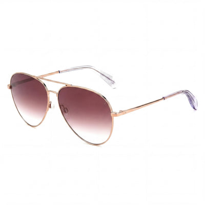Gafas de sol modernas Rag & Bone para mujer, de acero inoxidable, color rojo, dorado y rosa, con protección UV, 59 mm