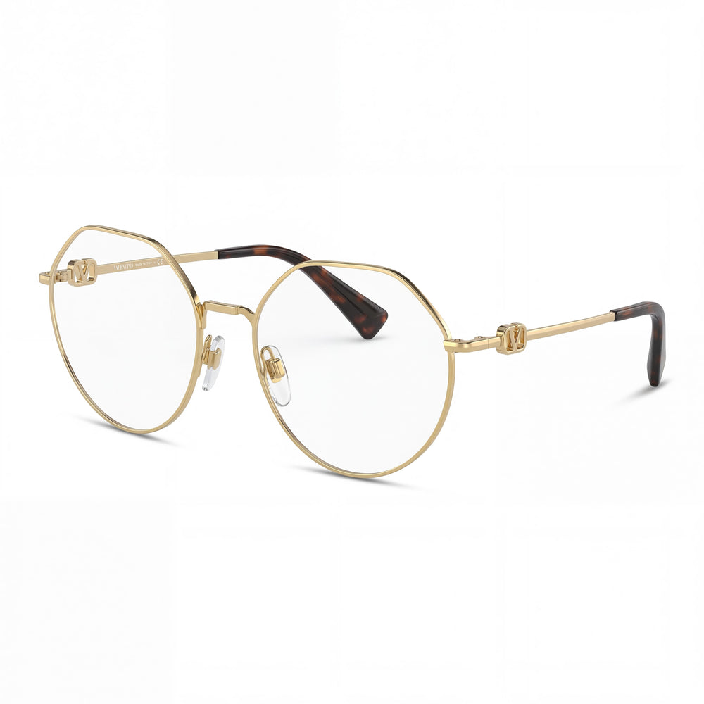 Gafas graduadas Valentino VA1021 3002 para mujer, montura completa, ovaladas, de metal dorado moderno, 52 mm