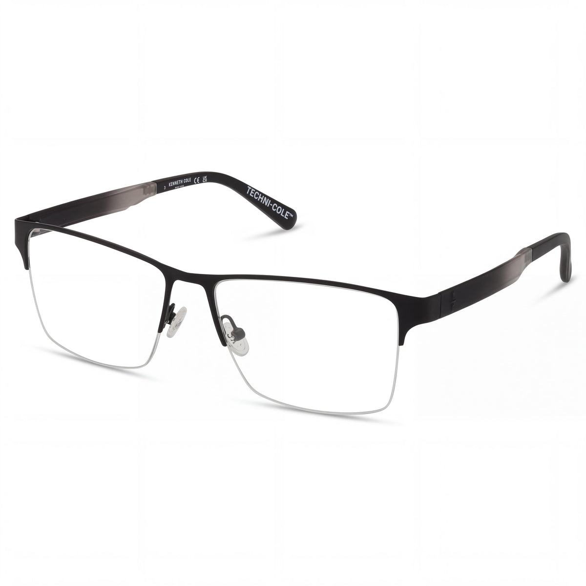 Gafas graduadas cuadradas de metal para hombre Kenneth Cole New York 50003, negro mate, 58-17-145, Photo 1