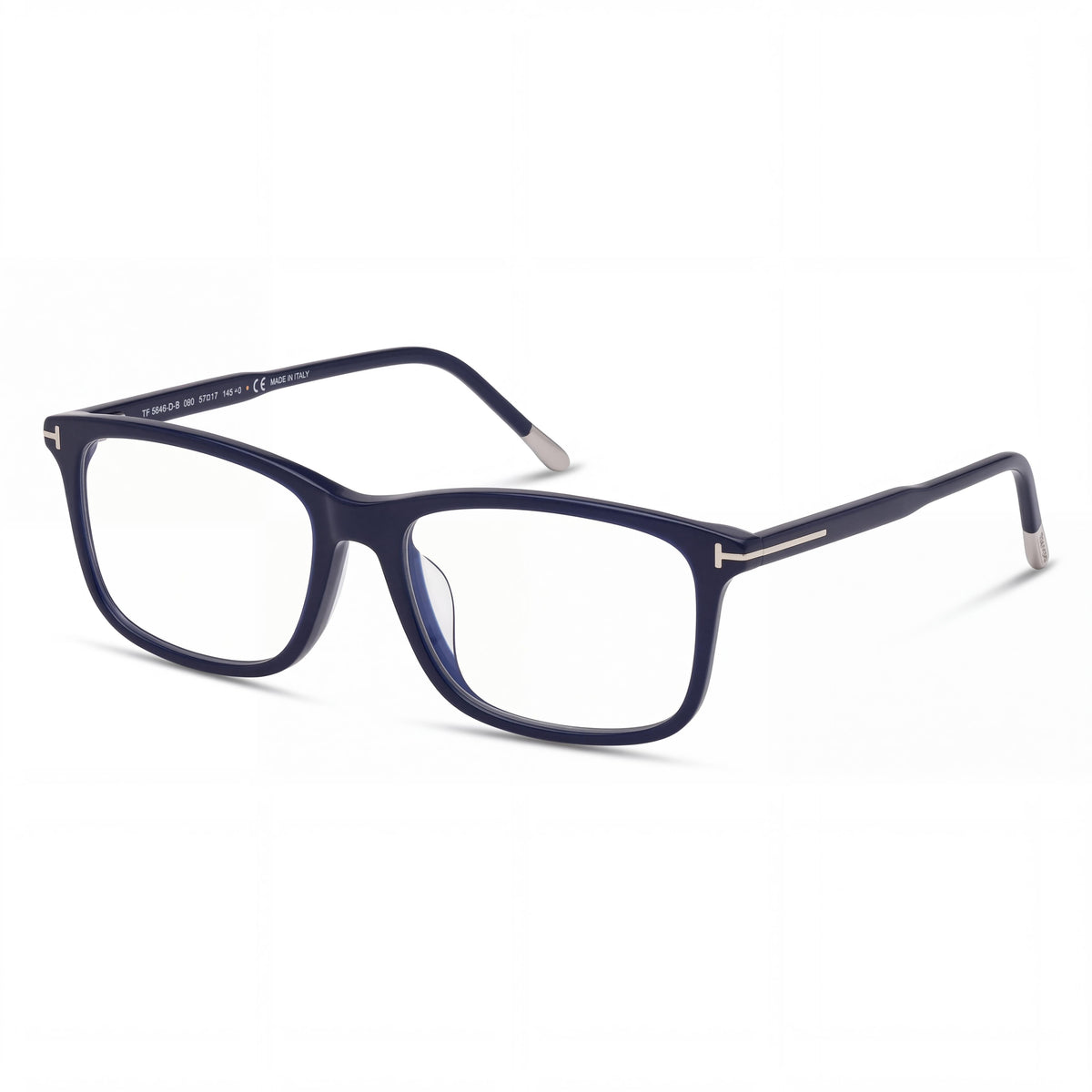Tom Ford FT5646-D-B Gafas de hombre de plástico con montura completa rectangular azul marino brillante 57mm, Photo 1