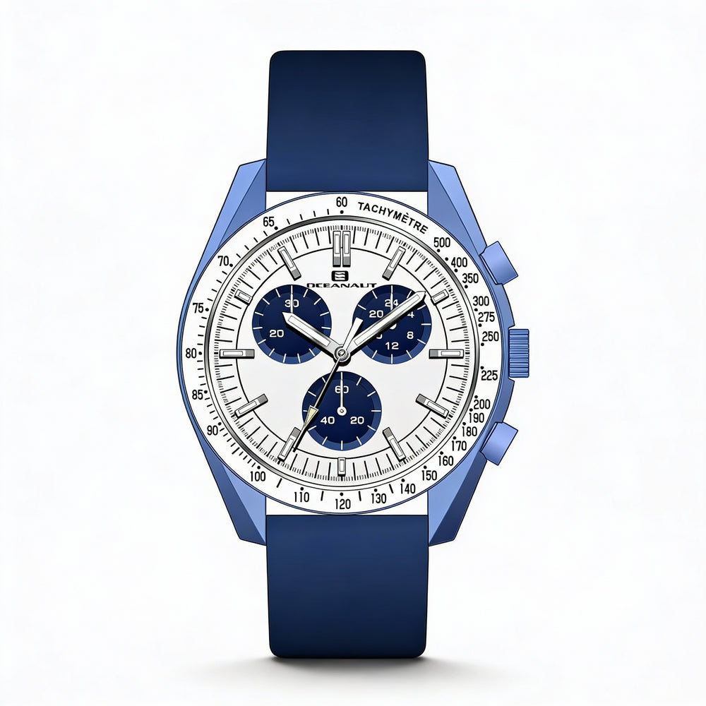 Oceanaut Modern Men's Watch with White Dial, Quartz Movement, 50M Water Resistance, Leather Strap