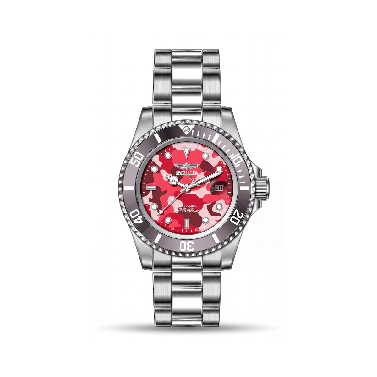 Invicta Pro Diver 48568 Men's Quartz Stainless Steel Bracelet Red Dial Watch 40mm 20 ATM, Photo 1
