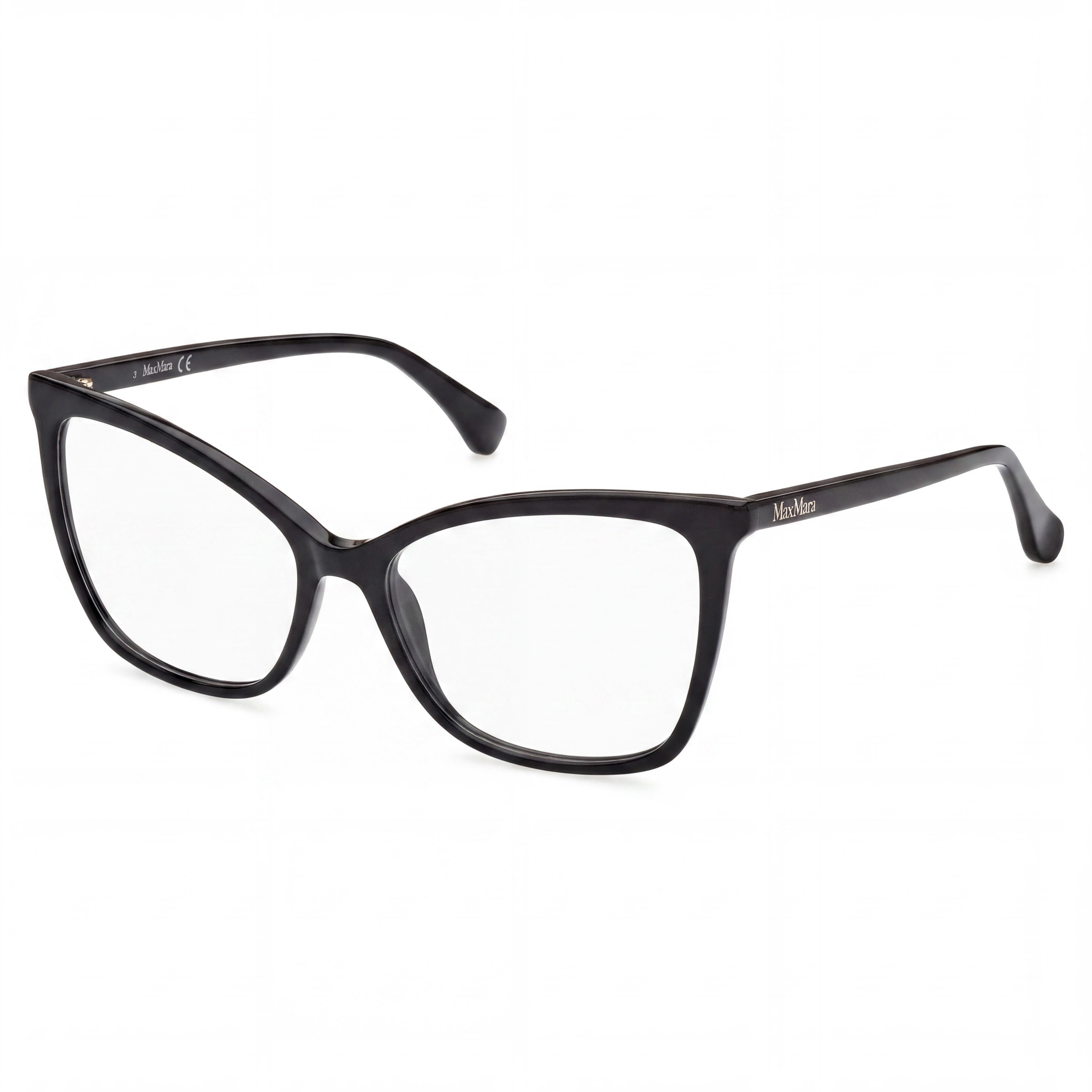 MaxMara MM5060 001 Women's Cat Eye Full Rim Glossy Black Plastic Frame Eyeglasses with Clear Lens 54mm, Photo 1