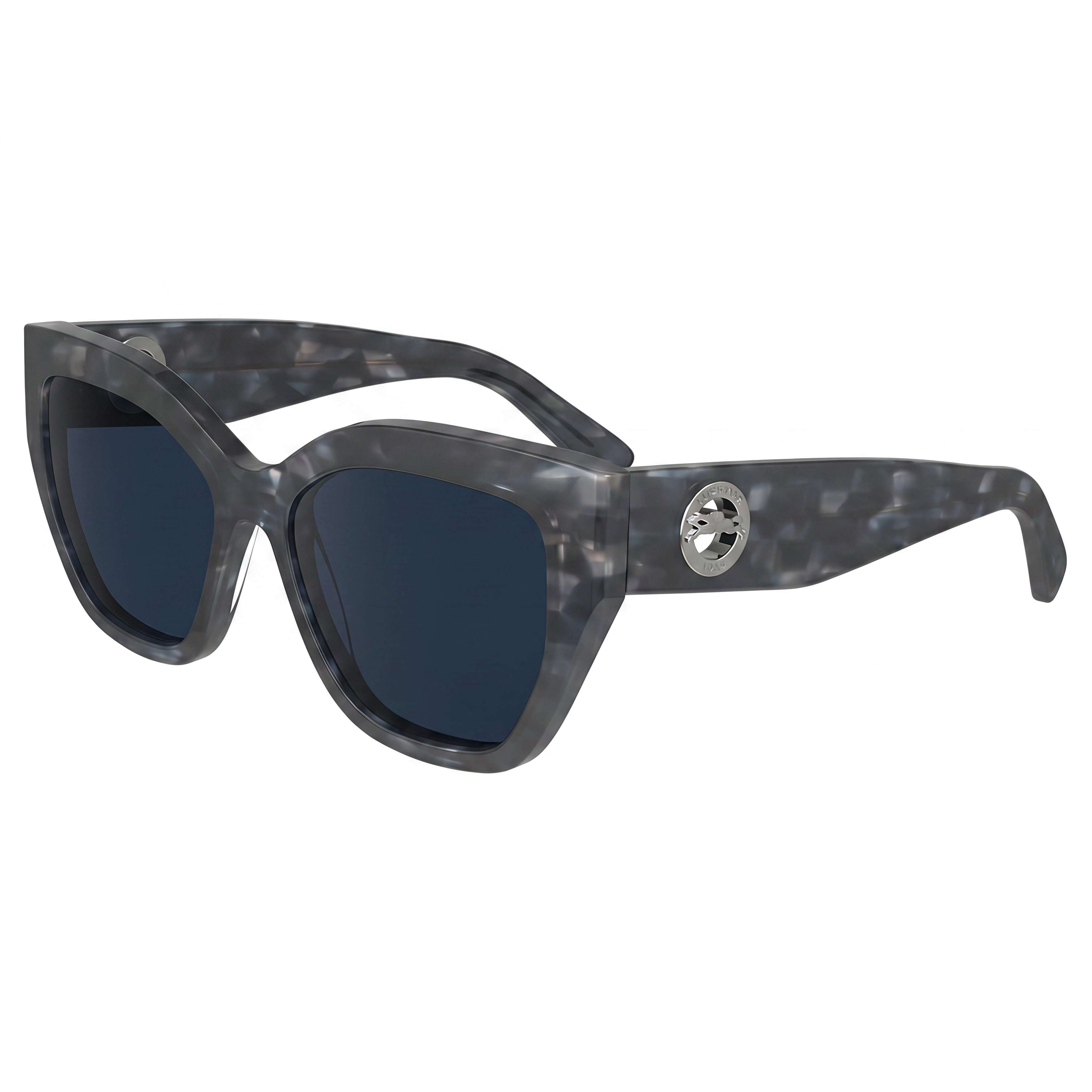 Longchamp Modern Women's Textured Blue Plastic Frame Solid Dark Blue Lens UV Protected Sunglasses 55mm, Photo 1