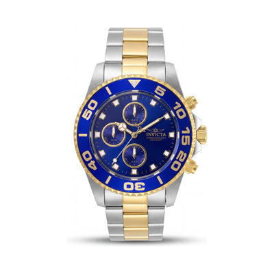 Reloj Invicta Diver Chronograph de cuarzo para hombre, de 43 mm, bicolor azul, resistente al agua hasta 200 m, con cristal Flame Fusion y bisel unidireccional.