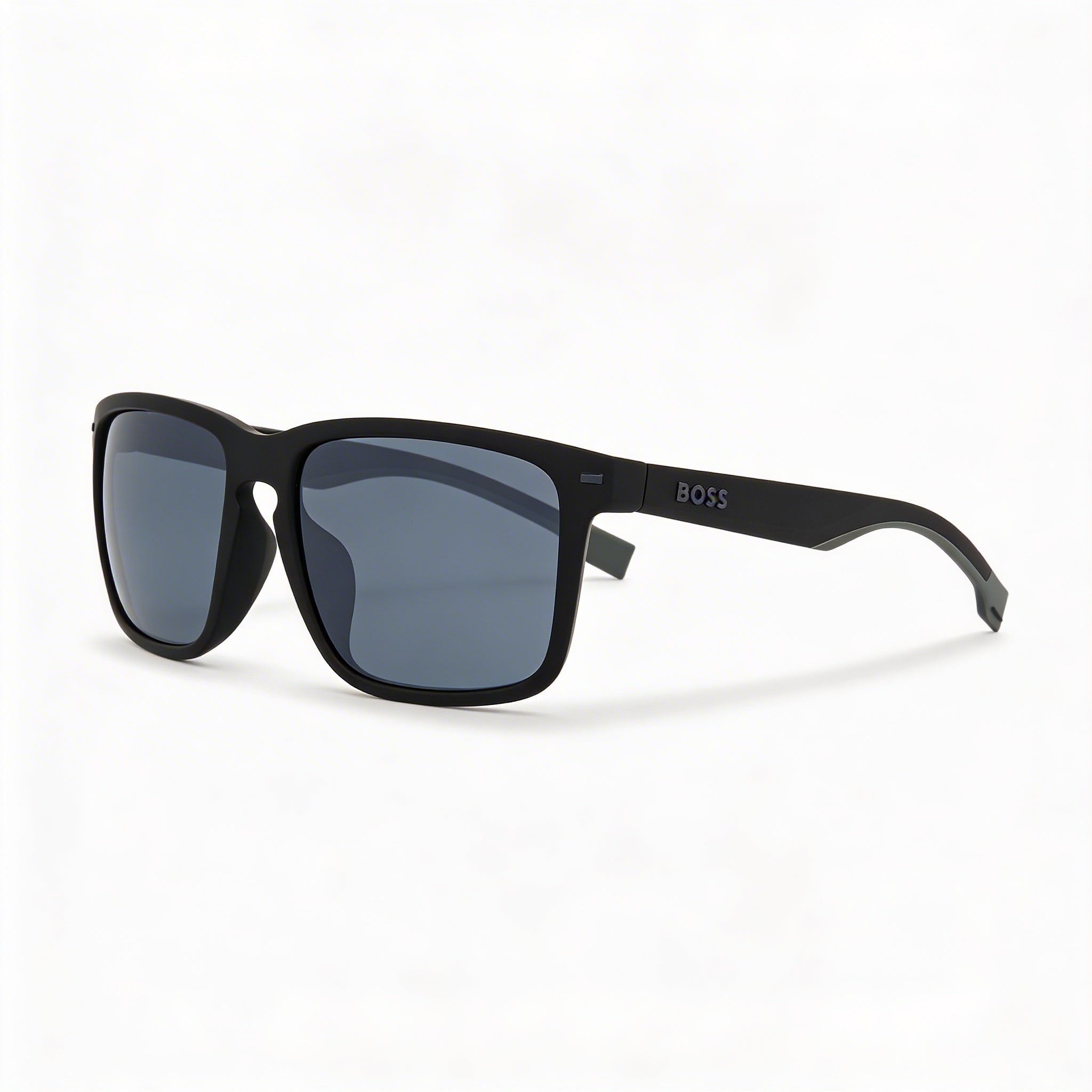 Hugo Boss Contemporary Unisex Matte Black Grey Frame Dark Grey Lens Polycarbonate Non-Polarized 59mm, Photo 1