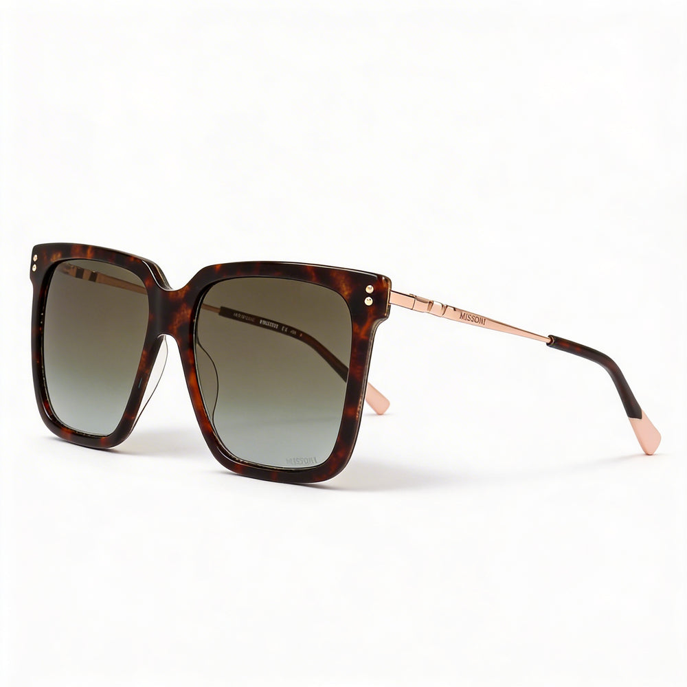 Gafas de sol Missoni Classic para mujer, montura de acetato color carey oscuro, lentes marrones degradadas, 100 % protección UV, 57 mm