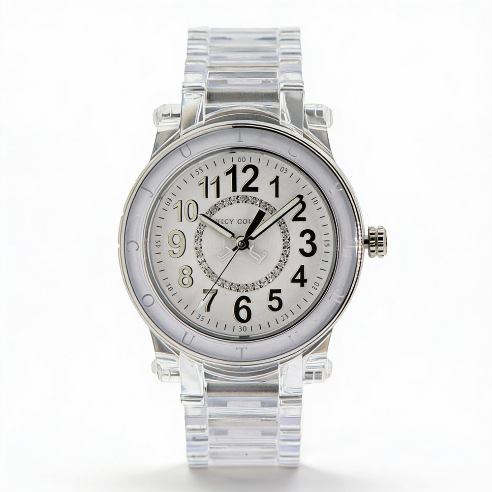 Reloj Juicy Couture 1900903 HRH para mujer, esfera blanca de plástico transparente, 38 mm