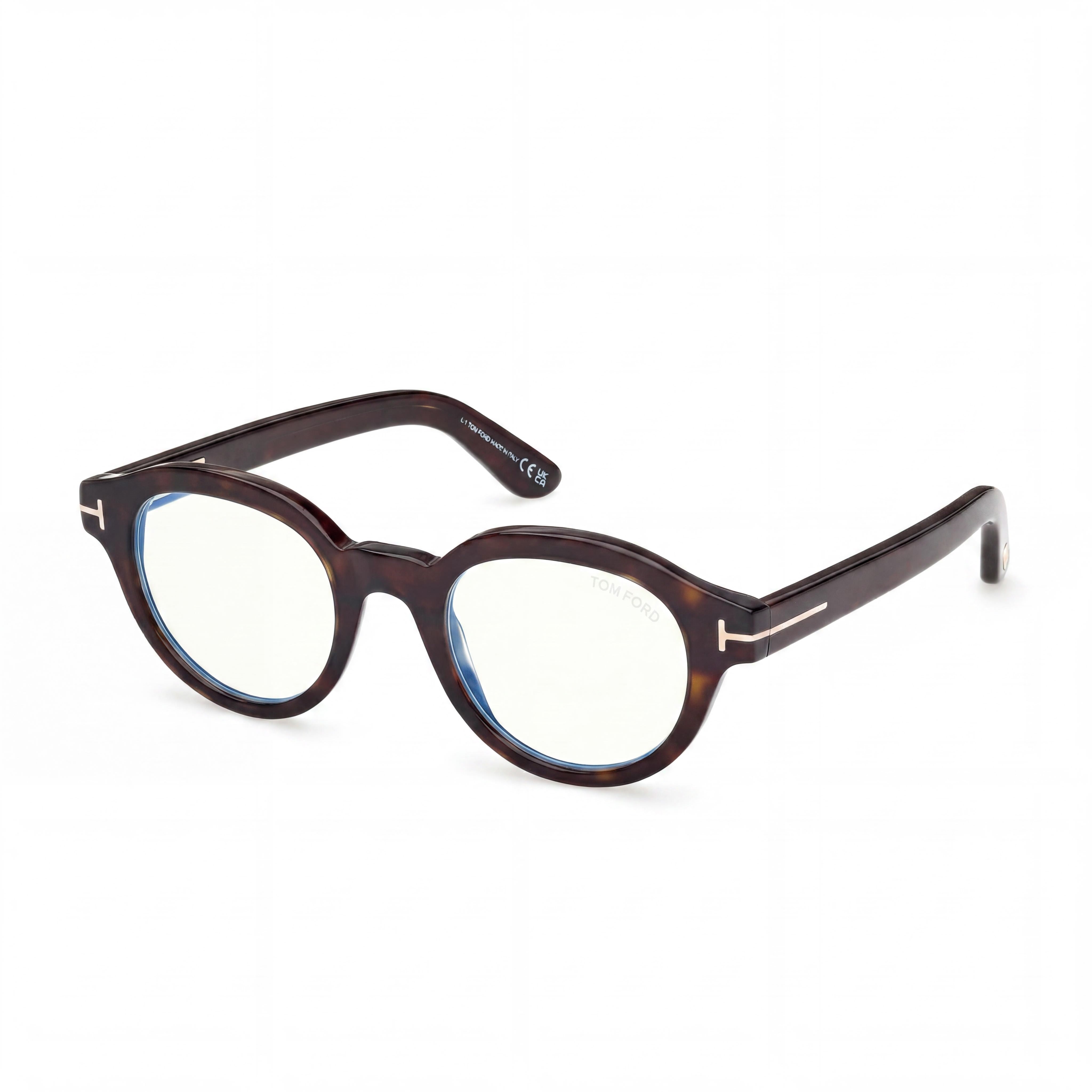 Tom Ford Classic Unisex Blue Filter Plastic Non-Polarized Sunglasses with Dark Havana Frame and Black Lenses 49mm, Photo 1