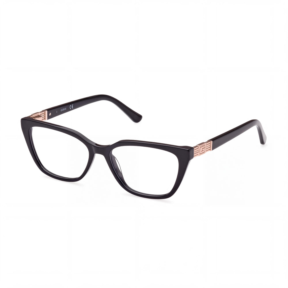 Gafas GUESS GU2941 de estilo informal para mujer con montura de plástico negro brillante, tamaño 51-15-140mm