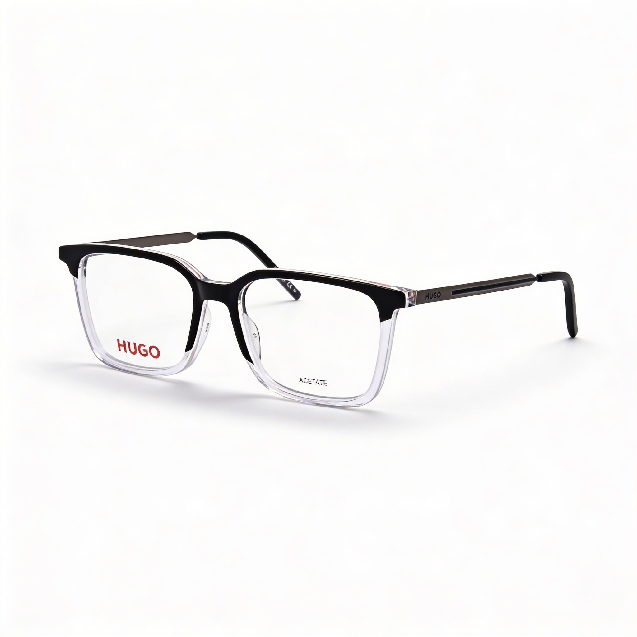 HUGO Modern Unisex Acetate Black Crystal Frame, Polycarbonate Black Crystal Lens Sunglasses with 53mm, Photo 1