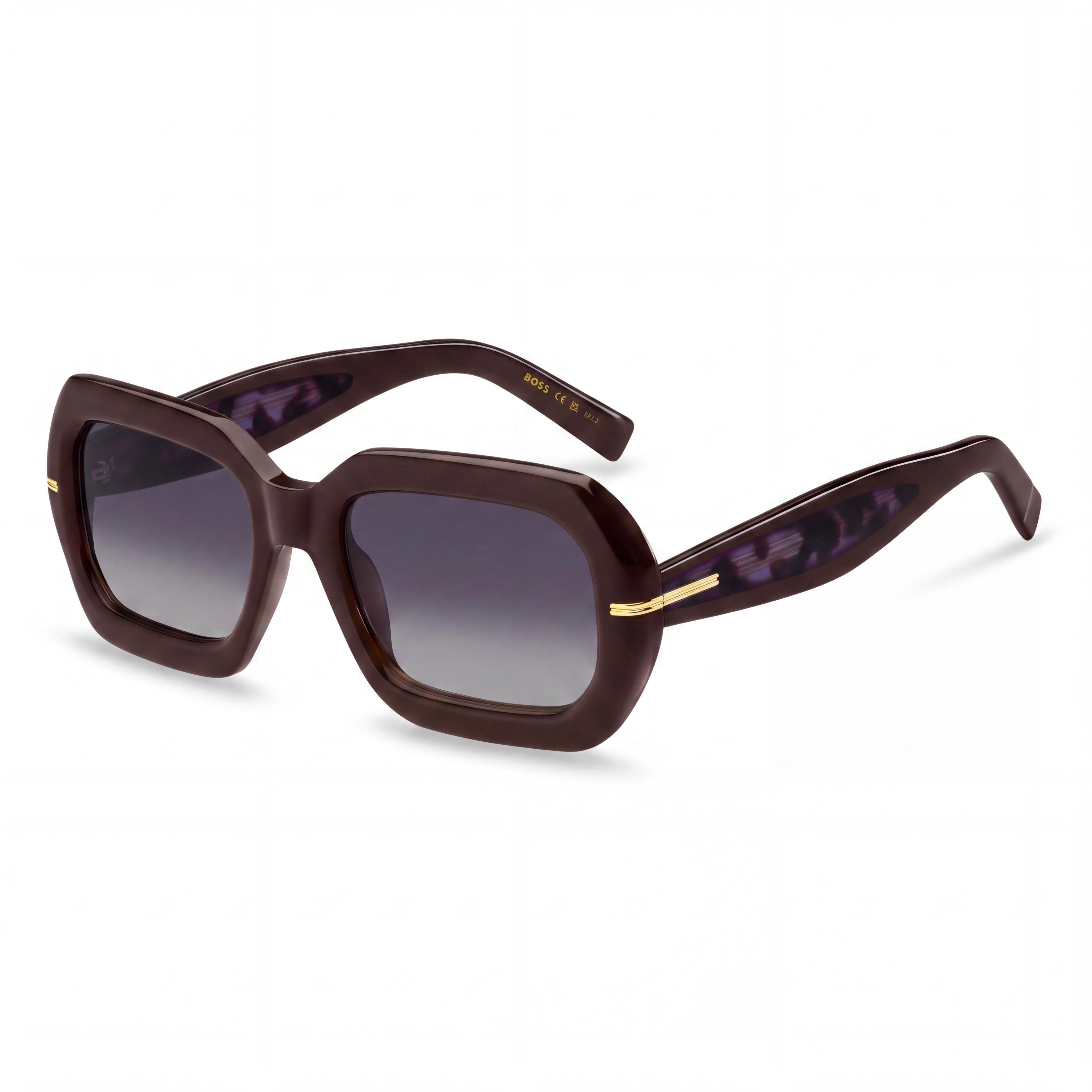 Gafas de sol modernas para mujer HUGO BOSS BLACK de acetato marrón, lentes grises de doble sombra, protección UV del 100 %, 54 mm, Photo 1