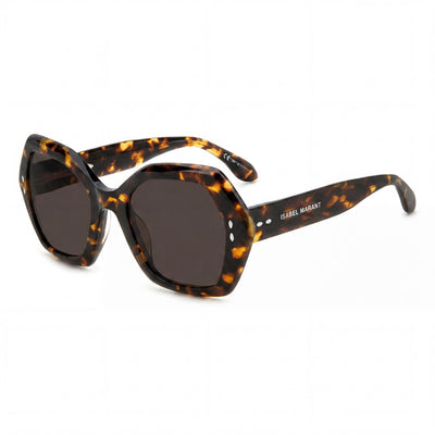 Isabel Marant Im 0107/g/s Women's Acetate Havana Octagonal UV Protected Non-Polarized Sunglasses 53mm