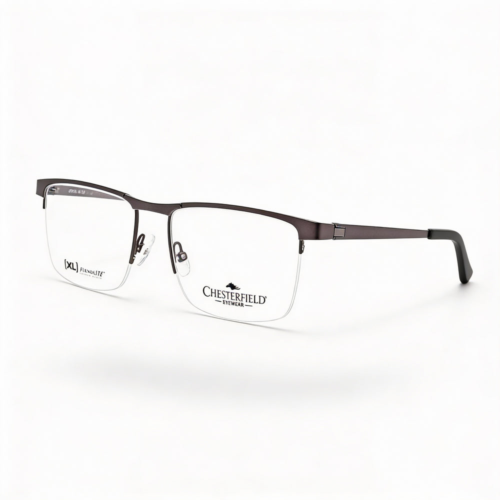 Chesterfield Ch 113xl Men's Grey Metal Frame Eyewear with Clear Polycarbonate Lenses, 55mm Lens Width
