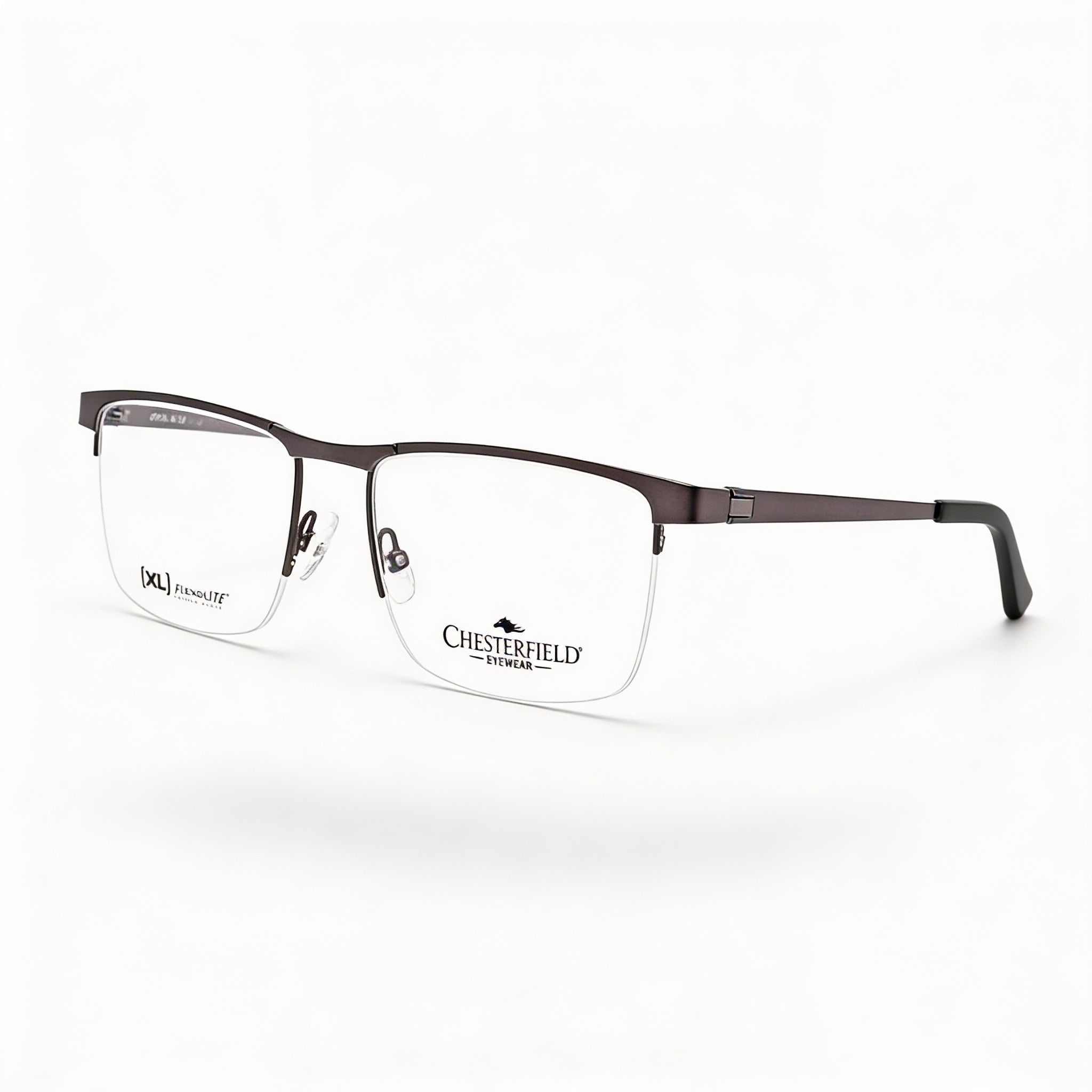 Chesterfield Ch 113xl Men's Grey Metal Frame Eyewear with Clear Polycarbonate Lenses, 55mm Lens Width, Photo 1