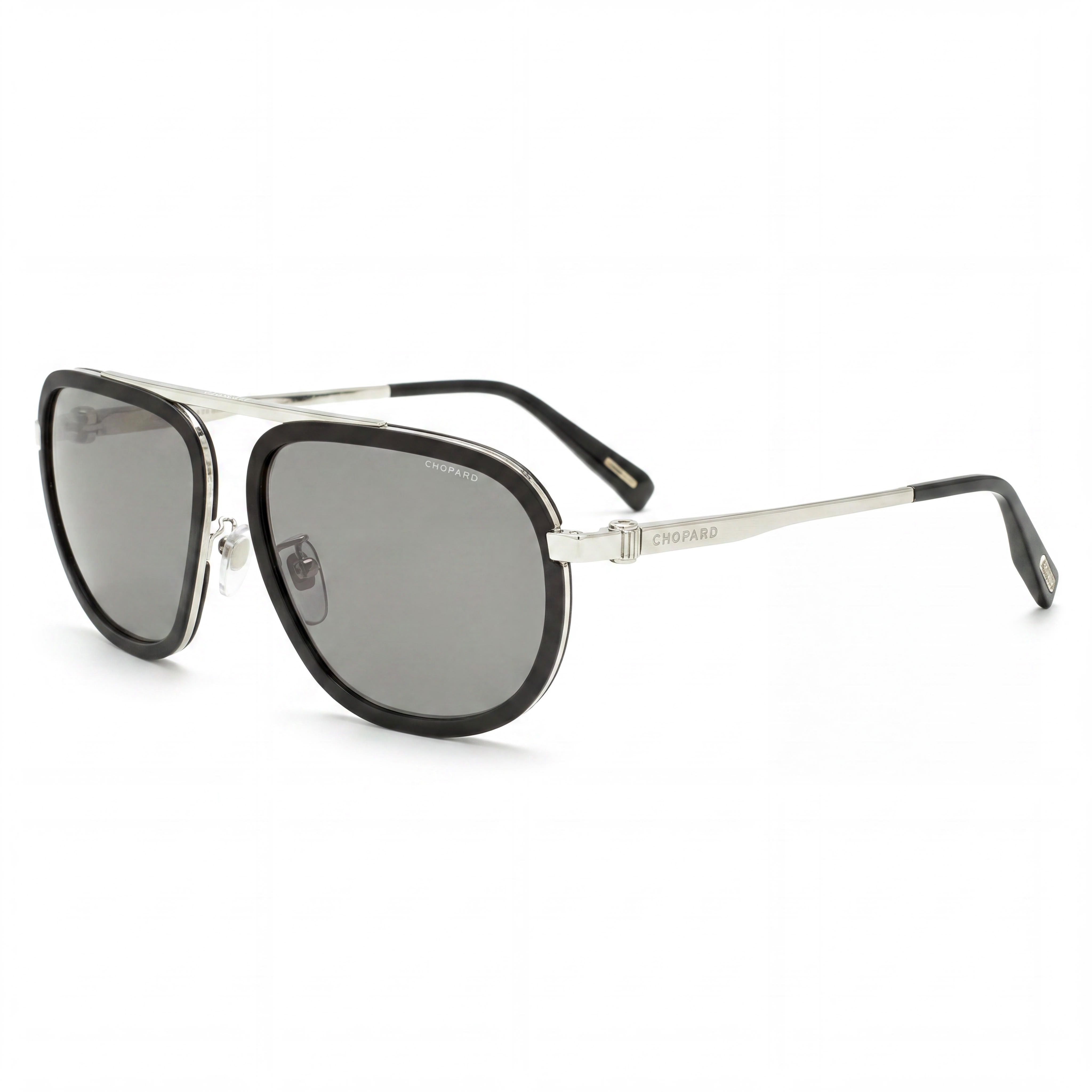 Chopard Women's Gray Silver Metal Frame Sunglasses with Polarized Acetate Lenses and UV Protection, Photo 1